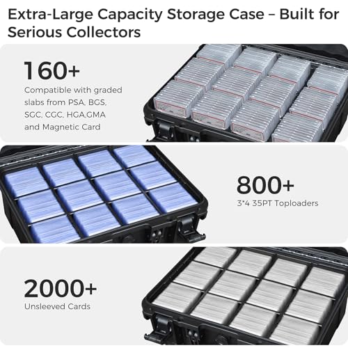 Extra Large Trading Card Storage Box - Black PSA Slab Case Organizer