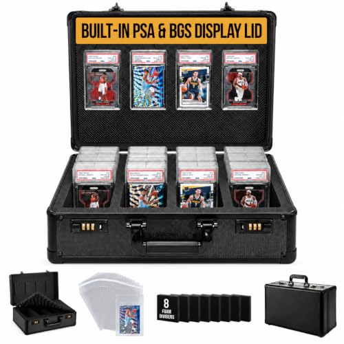 LUMROE 4-Row Graded Card Storage Box with Combination Lock & Display
