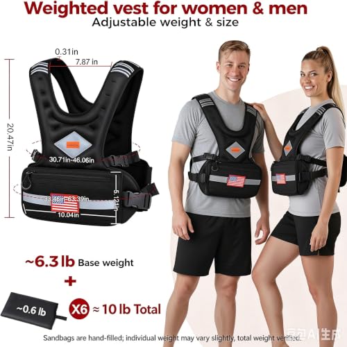 WANOON Adjustable Weighted Vest for Men & Women - 8-30 lb Black