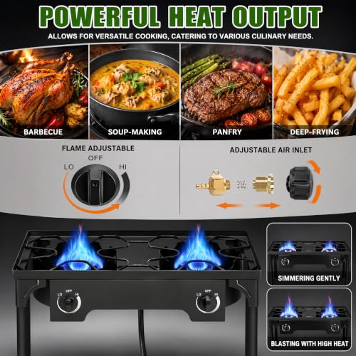 Outvita Double Burner Propane Gas Stove for Outdoor Cooking 150,000 BTU