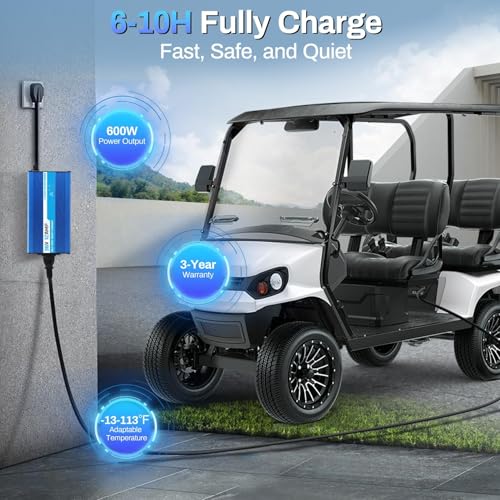 12 Amp 36 Volt Golf Cart Battery Charger for Yamaha EZGO (Lead-Acid) Club Car,12 Amp Smart Charger with Trickle Charge,Crowfoot Plug,36 Volt Golf cart Charger