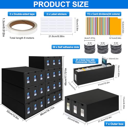 ATPWONZ 21-600 CT Trading Card Storage Box with 72 Dividers & Labels
