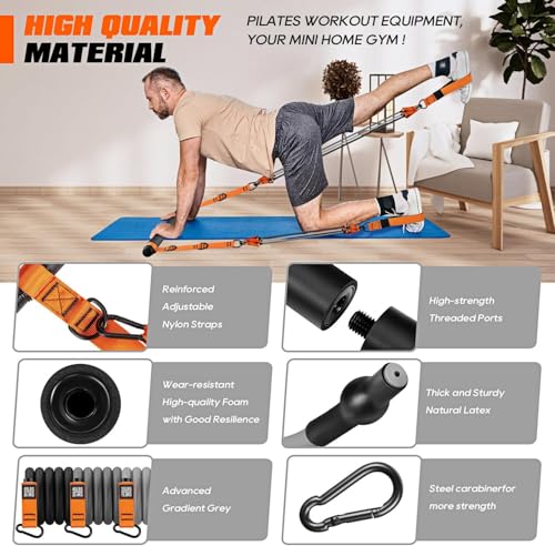 Orange Heavy Duty Pilates Bar Kit with Resistance Bands - 330LBS