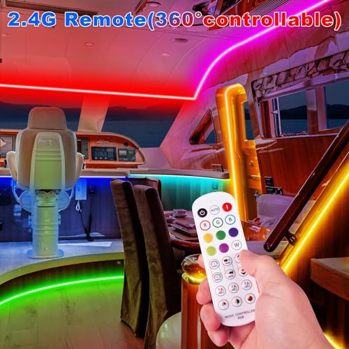 100FT Waterproof RGB Boat LED Light Strip 12V with App & Remote - Marine Lighting for Pontoon, Yacht, Kayak, Deck, Night Fishing - Variation: 30M
