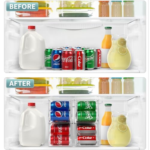 Sorbus Soda Can Organizer 4 Pack for Fridge & Freezer, Stackable with Lid