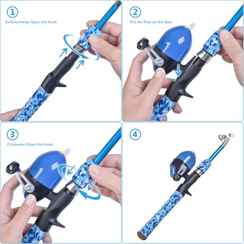 Kids Fishing Pole Set with Telescopic Rods and Accessories for Beginners