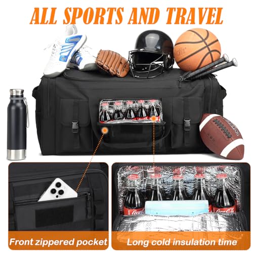 Extra Large Waterproof Duffle Bag for Travel - 80L Sports Gear Storage - Black