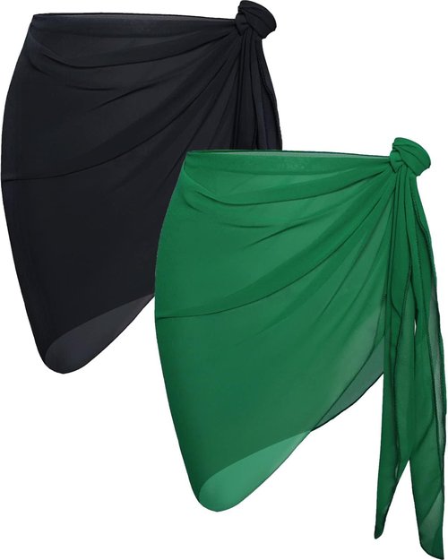 CHICGAL Beach Sarong Wrap Skirt - Sheer Bikini Cover Up for Women | 2 Pieces Swimwear Set