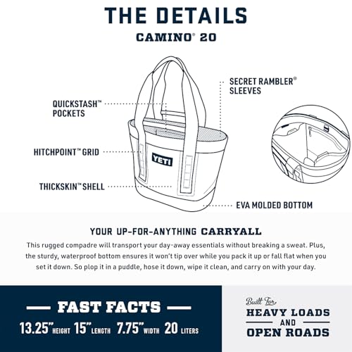 YETI Camino 20 Carryall Bag - Cape Taupe, Waterproof Utility Tote with Dividers