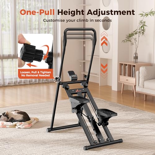 Sportneer Foldable Stair Stepper for Home Gym Black, Adjustable Resistance, Full-Body Workout