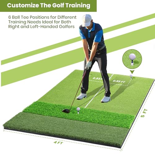 5x4ft & 6x4ft Extra Large Golf Hitting Mat - Tri-Turf Practice Golf Mat for Indoor Outdoor Training - US Size Variation of Tri-Turf Sized