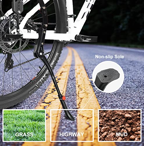 Adjustable Aluminum Bicycle Kickstand for 22-28 Inch Mountain and Road Bikes - Three Support