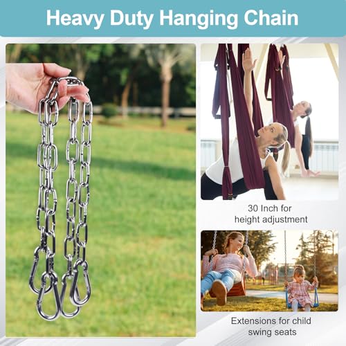 30 Inch Heavy Duty Stainless Steel Chain with Carabiners - Extender for Punching Bags, Porch Swings, Hammocks - Variation 1PC-30 Inch