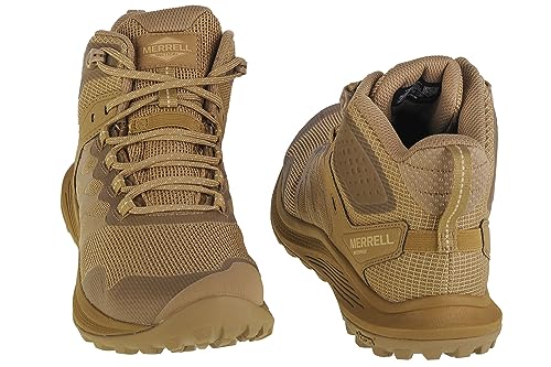 Men's Waterproof Tactical Boots - Merrell Nova 3 Mid, 9.5 Wide, Dark Coyote