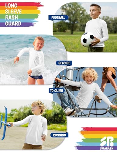 Toddler Boys Rash Guard Swim Shirt - UPF 50+ SPF Water Protection, White, 18-24 Months