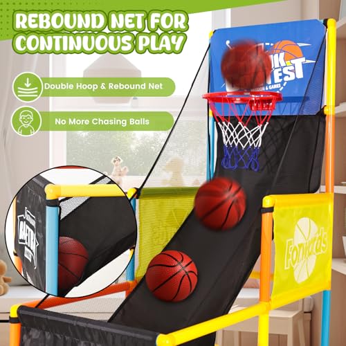 Kids Indoor Arcade Basketball Game Set with 4 Balls - Portable & Stable