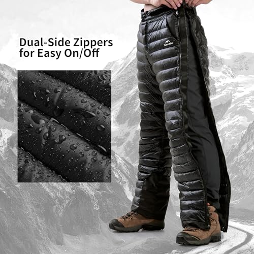 Naturehike Insulated Winter Snow Ski Pants for Men & Women, Black XXL