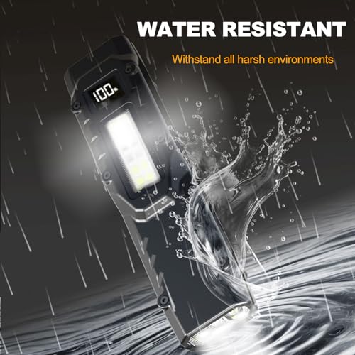 High Lumens Flat LED Flashlight with Digital Display, USB-C Rechargeable, Waterproof