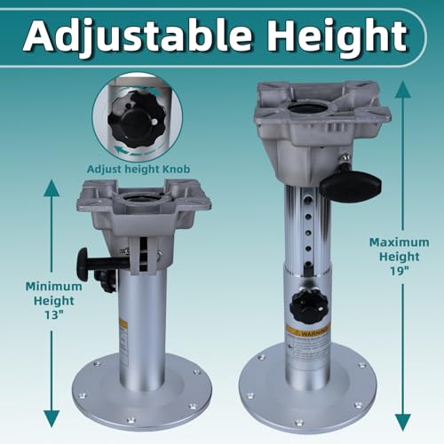 AmarinePlay Adjustable Boat Seat Pedestal & Base - 13-19 Inch Swivel Marine Seat Mount