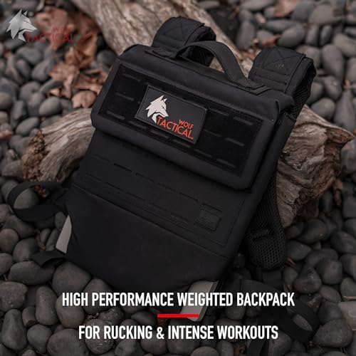 WOLF TACTICAL Men's Weighted Backpack Black for Rucking & Training