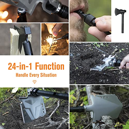 Survival Axe & Folding Shovel Set for Camping & Hiking with Extension Bars