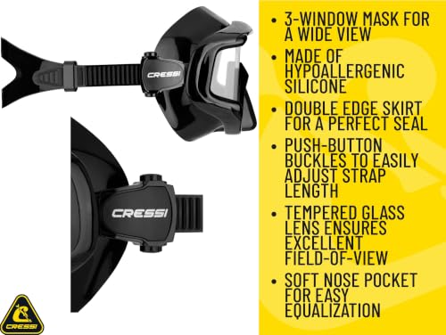 Cressi Panoramic Wide View Mask & Dry Snorkel Kit - Clear/Clear