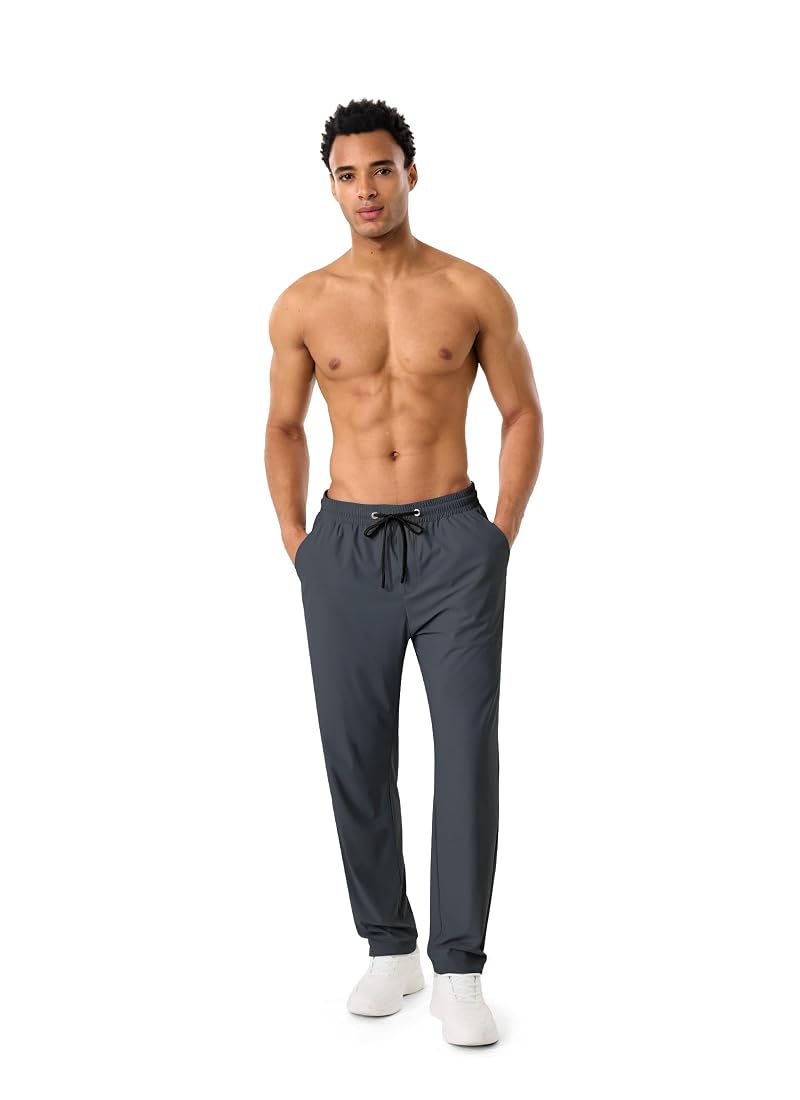 Dark Gray Medium Open-Bottom Men's Lightweight Athletic Sweatpants