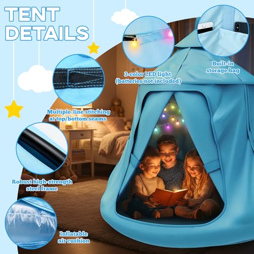 Light Blue Swing Set with Tent & Stand - Kids & Adults Outdoor Play Equipment