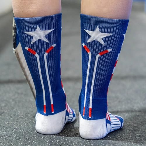 Hockey Socks - Cushioned Mid-Calf Crew - USA Red White Blue, Small - Sports Gear