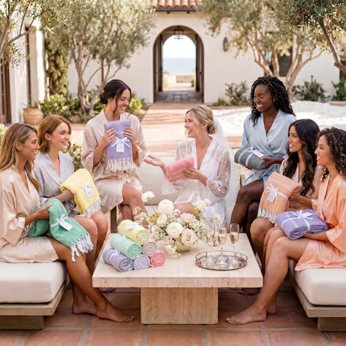Turkish Beach Towels Set - Multicolor 12 Pack 71x36 Inches Large Quick-Dry Sand-Resistant for Beach & Pool