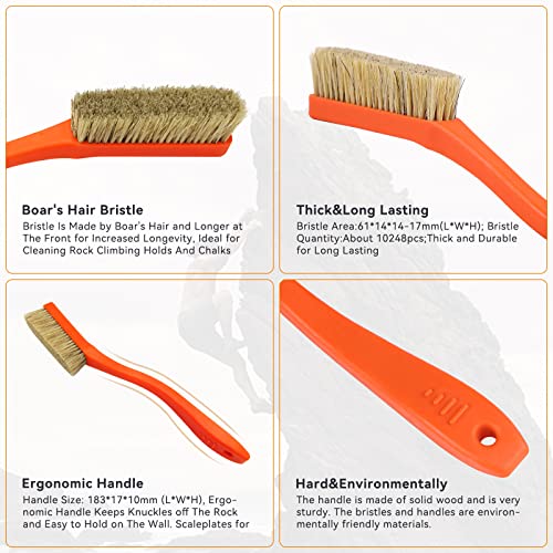TWO STONES Climbing & Bouldering Brush - Black & White Natural Boar's Hair & Durable Handle