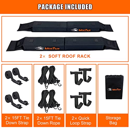 MeeFar Nylon 32.5 Inch Kayak Surfboard Roof Rack Pad Soft Car Roof Carrier