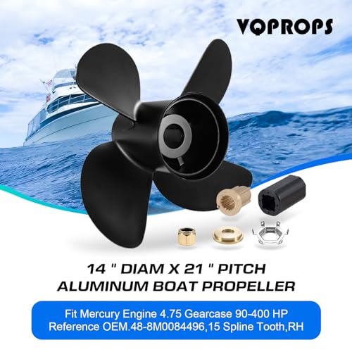 14x21 Propeller for Mercury 135-400HP, 15 Spline, 4-Blade Boat Prop