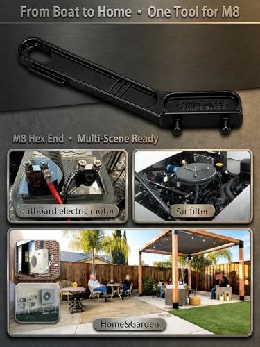 Black Marine-Grade 316 Stainless Steel Deck Fill Key Set with Extra-Reach Handle and M8 Nut Driver