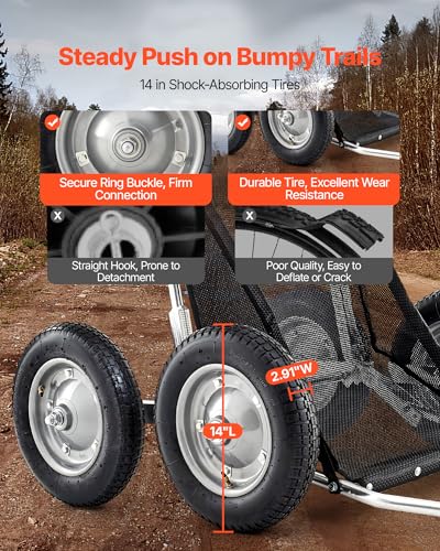 VEVOR 500lbs Heavy-Duty Aluminum Game Cart with 4-Wheel All-Terrain Folding Design