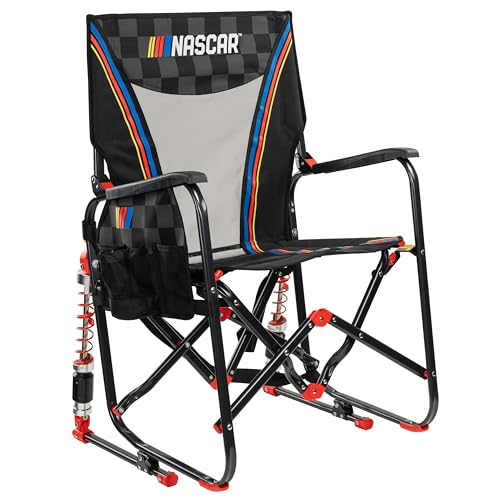 Portable Camping Rocking Chair with Drink Holder & Adjustable Tension