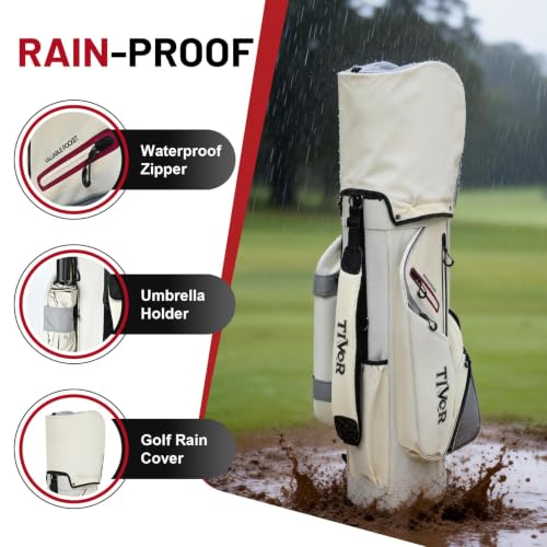 White 14-Way T-Lock Golf Cart Bag with Full-Length Dividers & 9 Pockets
