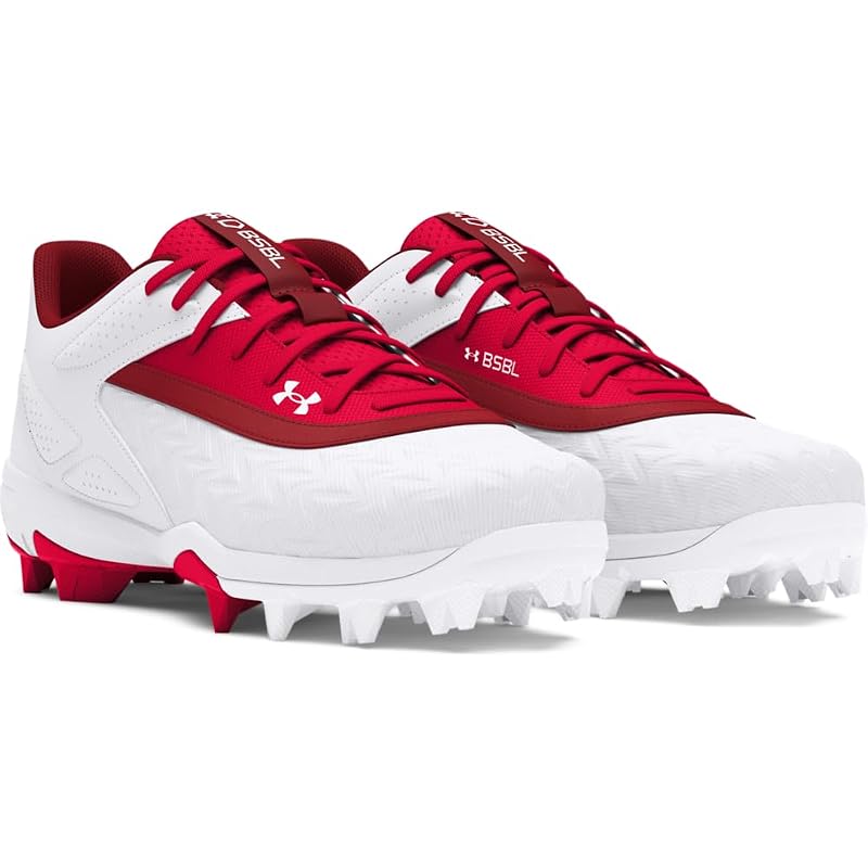 Under Armour Boys' Leadoff Low RM Jr 3.0 Baseball Shoes - 600 Red/White/Red+8 Infant