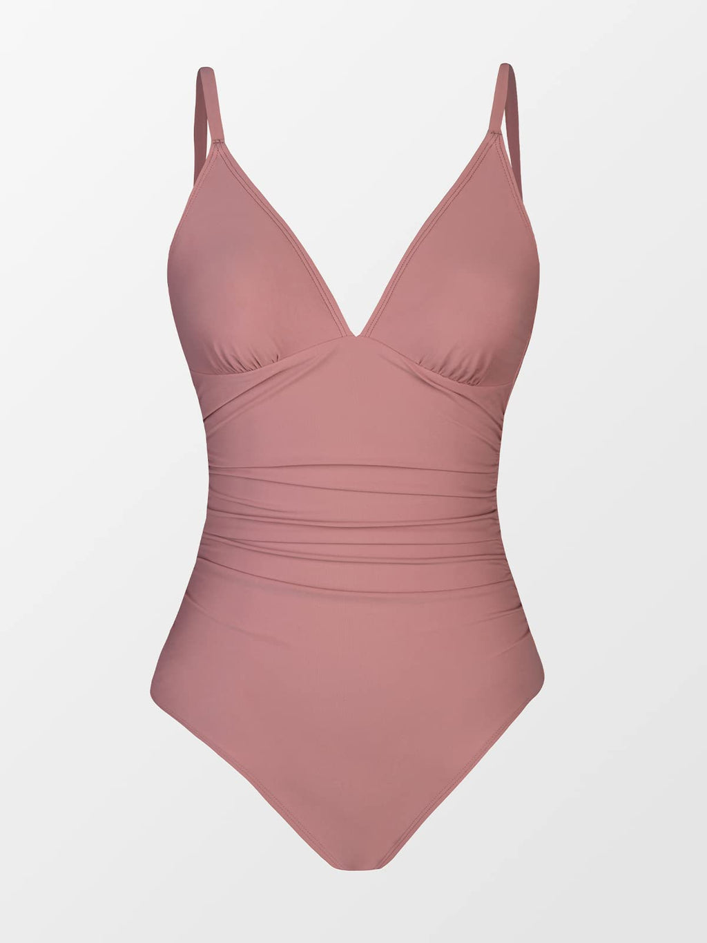 CUPSHE Womens Swimwear One Piece Swimsuit Bathing Suits Deep V Neck Tummy Control Low Back Adjustable Straps, Large, Bean Pink