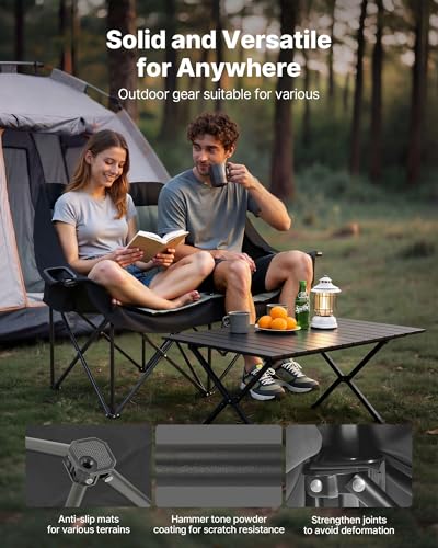 VEVOR Oversized 2-Person Camping Chair with Heavy Duty Support, Foldable & Portable