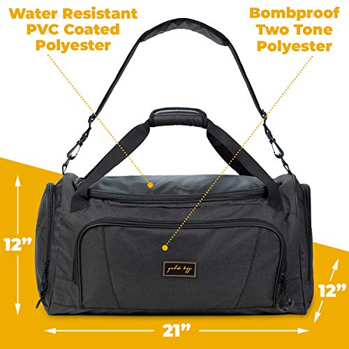 Gold BJJ Black Waterproof Duffle Bag for Martial Arts Gear - 44L Capacity
