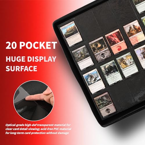 2000 Pockets Trading Card Binder Black - 20 Pocket Collection Organizer
