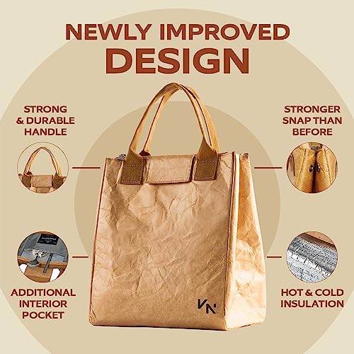 VonNova Women's Insulated Lunch Bag Classic Brown 7L Stylish & Durable Tote