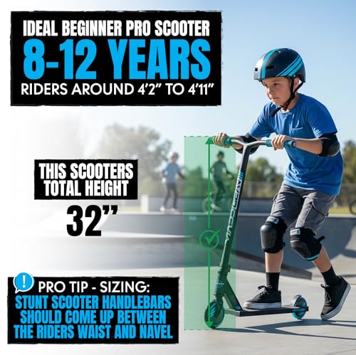 Madd Gear Pro Trick Stunt Scooter Blue for Kids Ages 8-12 - Lightweight & Durable MG3