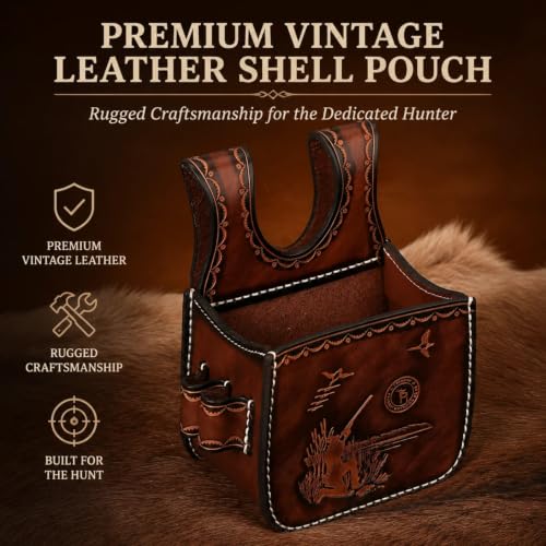 Leather Shotgun Shell Pouch for Clay, Trap & Skeet Shooting, 25+ Capacity