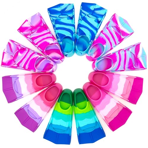 Kids Swim Training Fins Rainbow Silicone Adjustable Flippers - Xs (Us Kids 13.5-1)