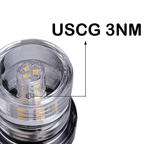 25 Inch All Round 360° White LED Navigation Anchor Light - Stainless Steel, 3-NM, 12-24V - Variation of THIS listing