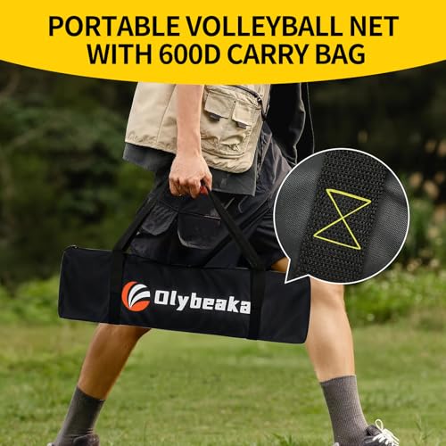 Olybeaka 20FT Outdoor Volleyball Net Set Black and Green for Backyard & Beach