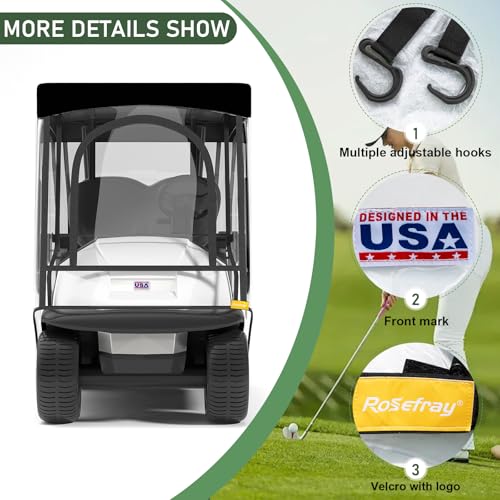 Black 58-Inch Short Roof Golf Cart Enclosure Rain Cover for EZGO & Club Car
