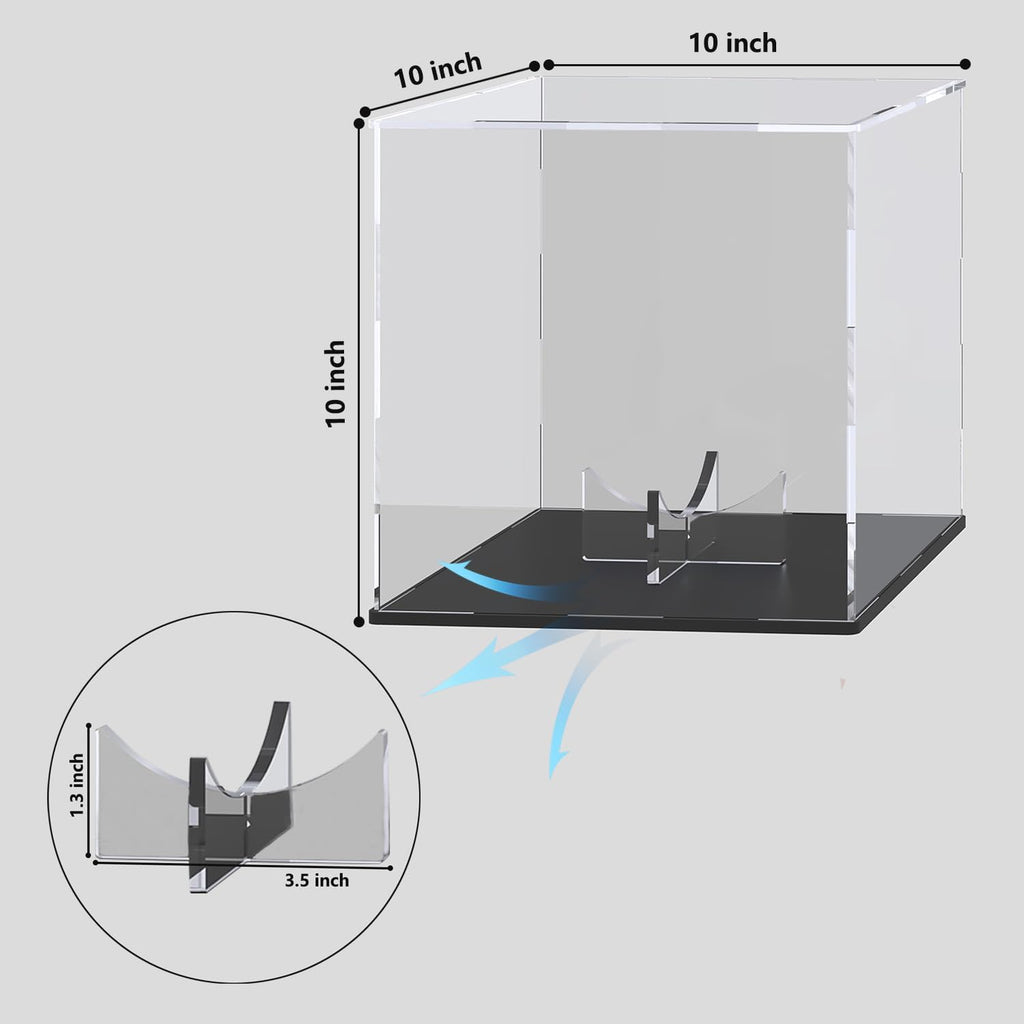 Skiennix Football Display Case - Acrylic Box with Riser Stand for Full-Size Footballs & More